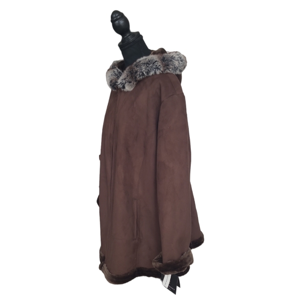 Vintage NWT Fleet Street women's hooded faux fur shearling coat 2X, new - Picture 5 of 16